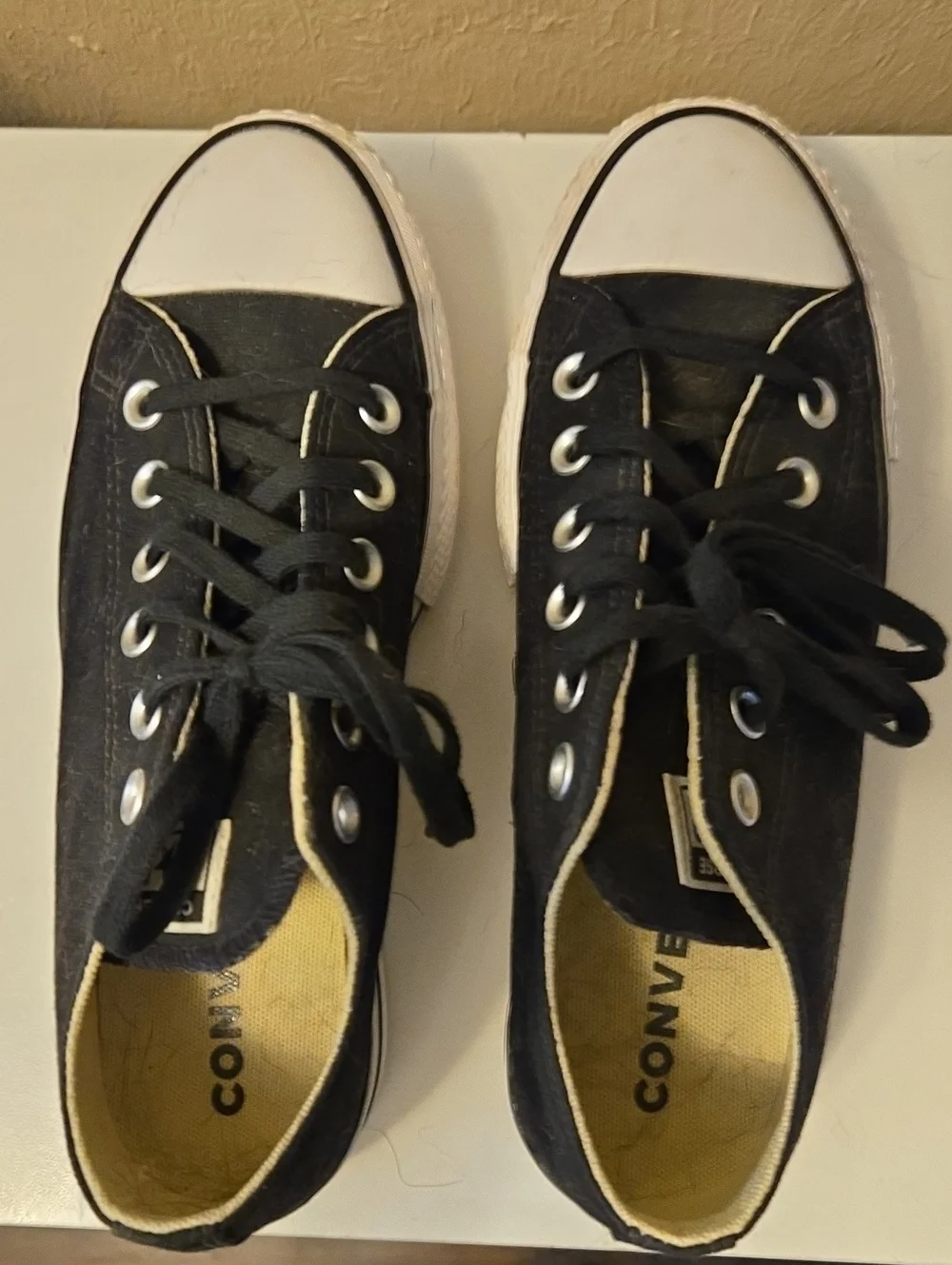 Converse Kids Black Canvas Low-Top Sneakers with White Toe Cap